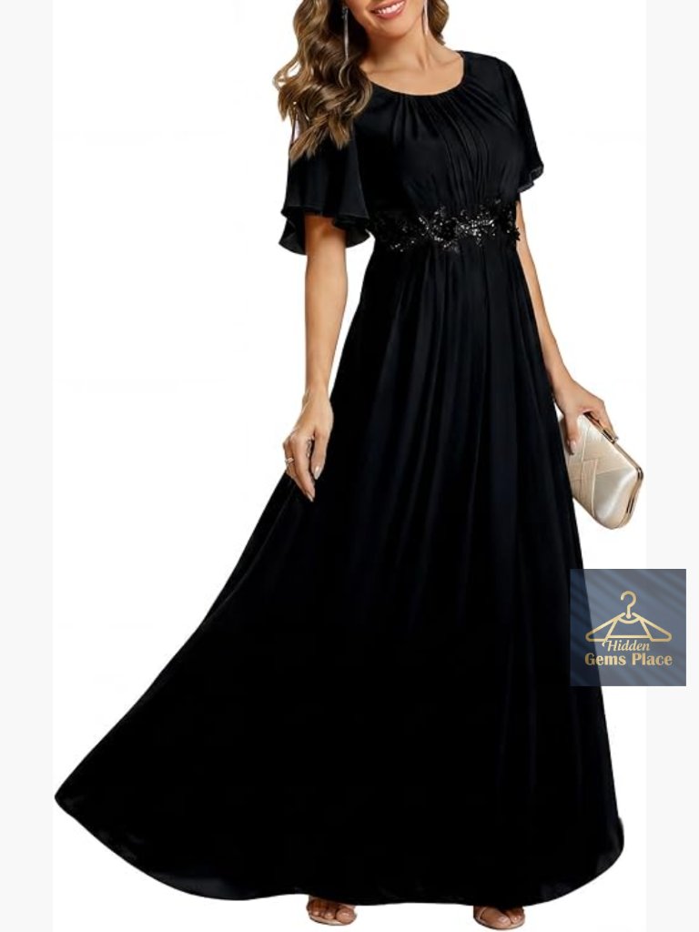Chiffon Floor-Length Formal Gown With Appliques A-Line Evening Dress